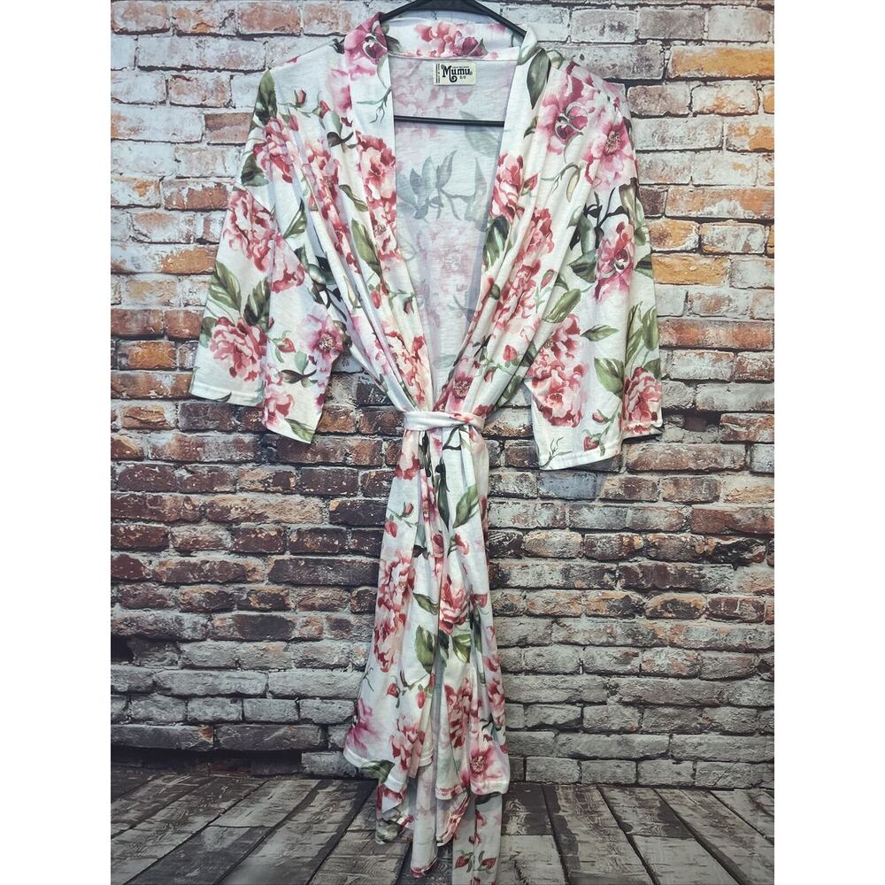 Show Me Your Mumu Brie Robe Pink Green Floral Print One Size O/S Short Sleeve